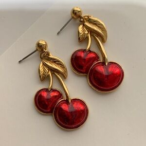 Avon vintage Gold and Red Cherry Earrings